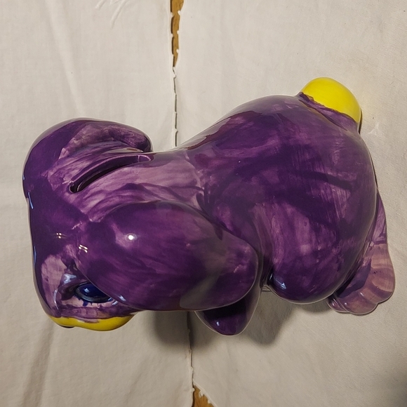 Hand Painted One of a kind Ceramic Bunny Rabbit Piggy Bank 2021 - Picture 2 of 4